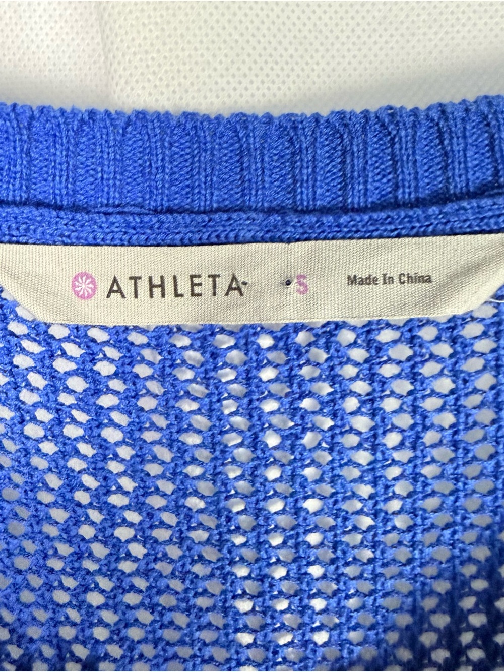Athleta Caspian Blue Sweater Zip Open Knit Cardigan S Tennis Preppy Resortwear - Picture 5 of 8